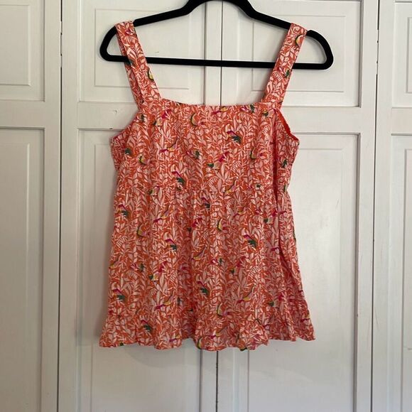 Loft NWOT bird floral peplum tie back tank 2 - Picture 4 of 11